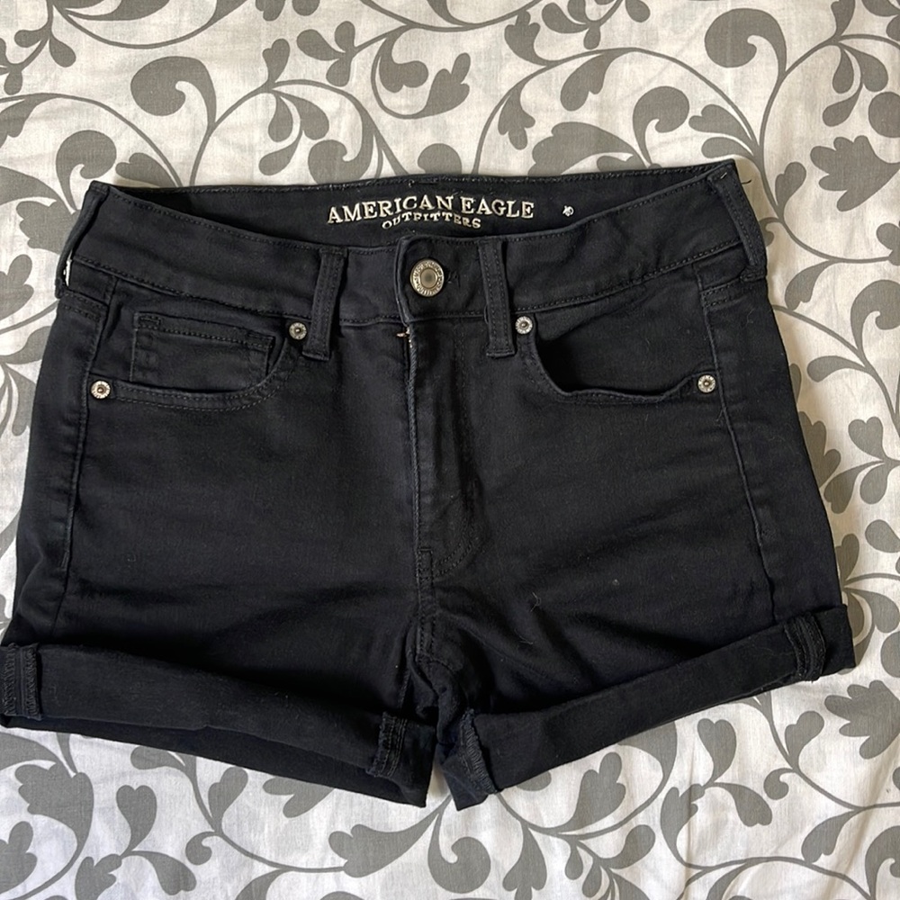 American Eagle MIDI black denim shorts